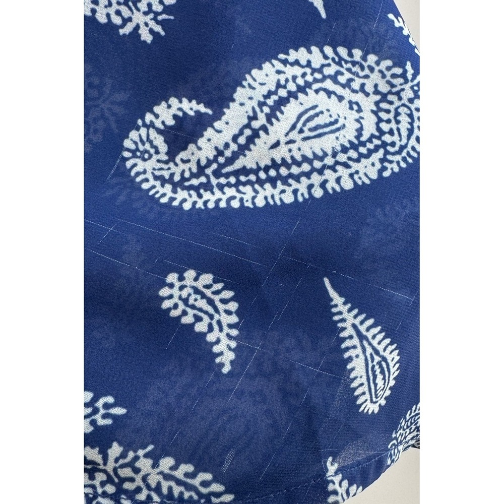Women's Blue Paisley Sheer Kimono Cover Up Tie Front 3XL Lightweight Resortwear - Picture 4 of 9